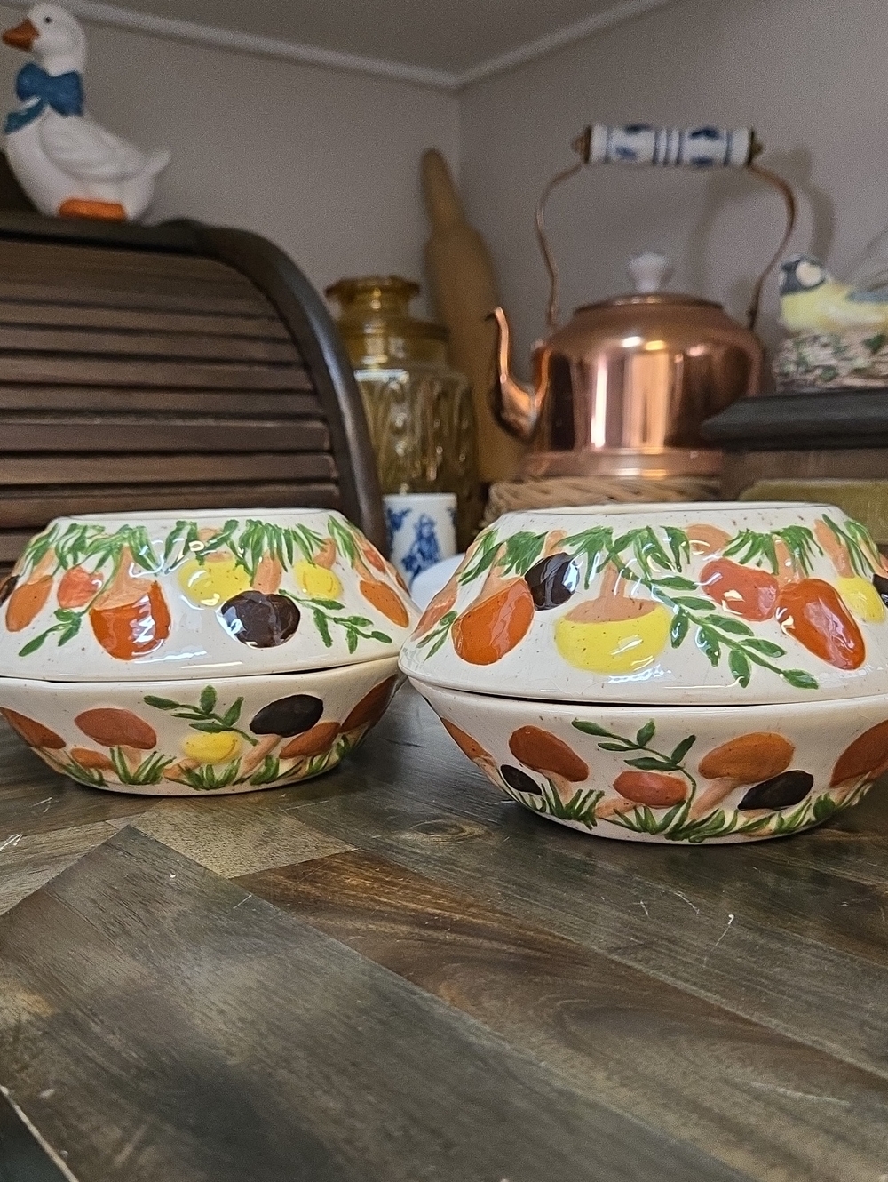 Vintage Handmade Hand Painted Mushroom Bowls